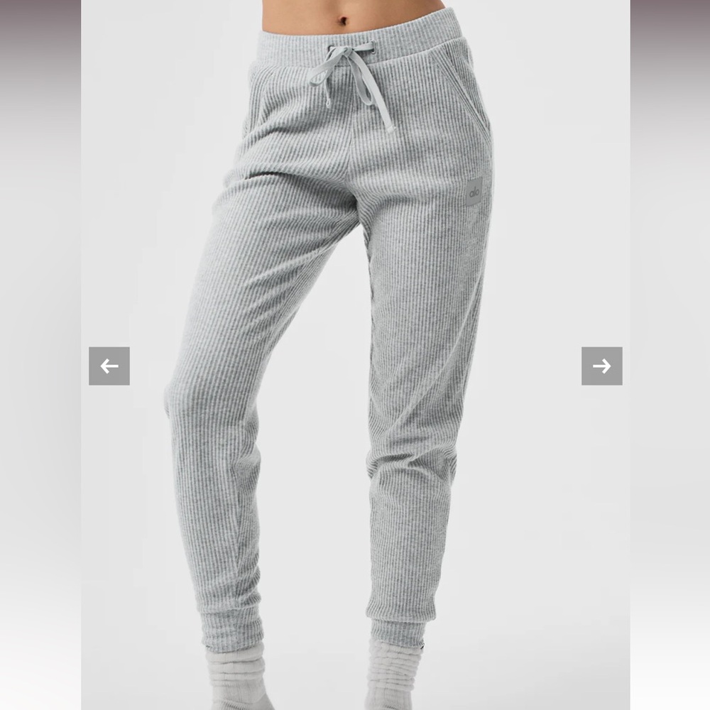 Alo Gray Ribbed Joggers Muse sweatpants